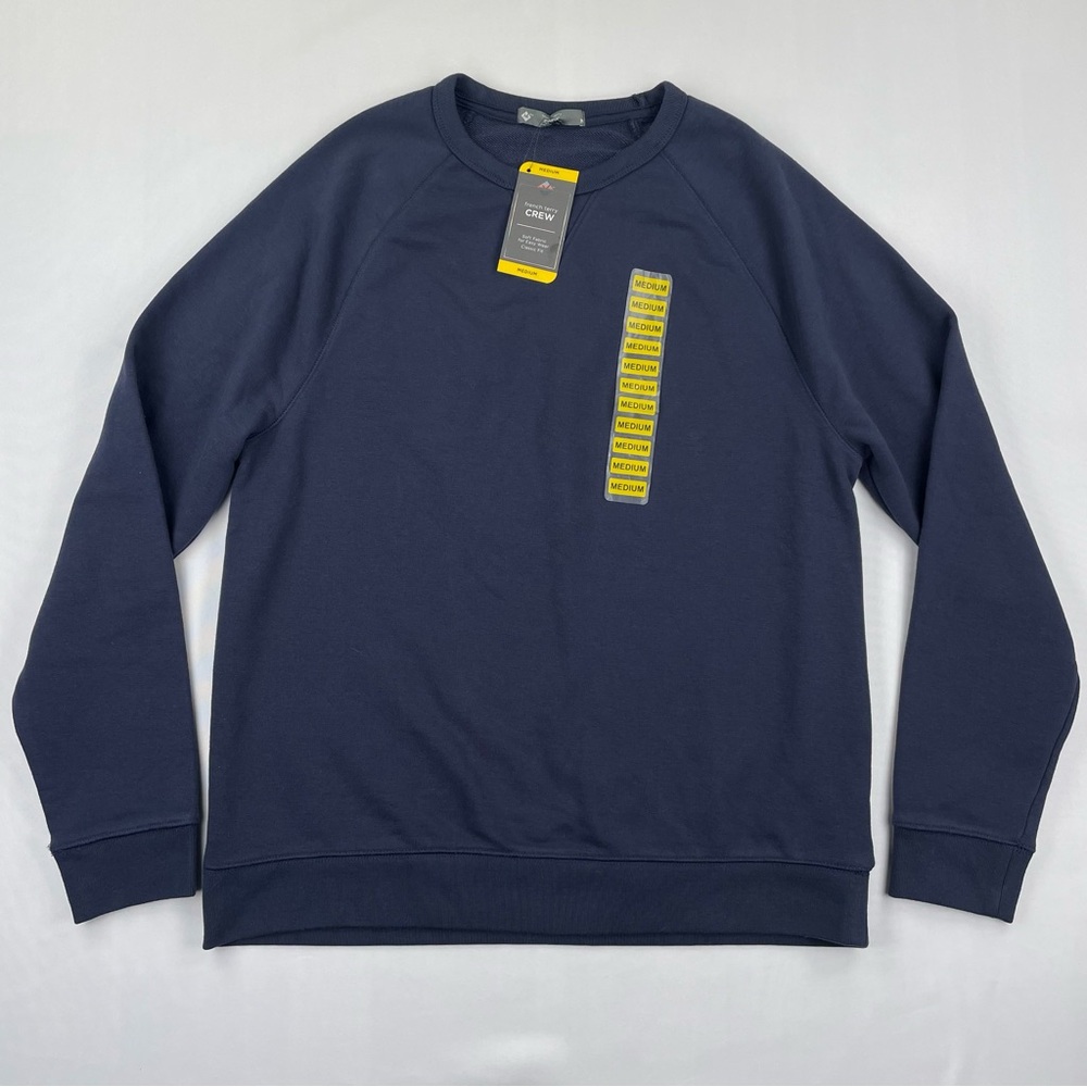 Members Mark French Terry Crew Neck Pullover Sweater Mens M Navy Blue NEW